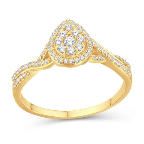 10 Karat Yellow Gold 0.25 Carat Diamonds Pear Ladies Ring-0226282-YG