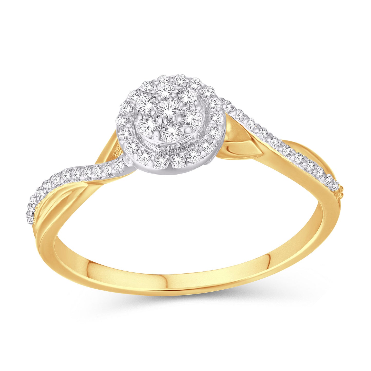 10 Karat Yellow Gold 0.20 Carat Diamonds Round Ladies Ring-0226283-YG