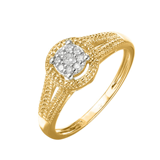 10 Karat Yellow Gold 0.10 Carat Diamonds Round Ladies Ring-0226307-YG