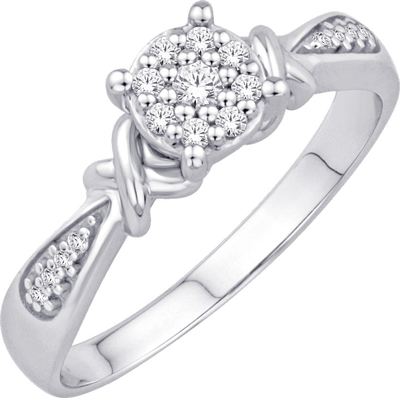 10 Karat White Gold 0.10 Carat Diamonds Round Ladies Ring-0226308-WG