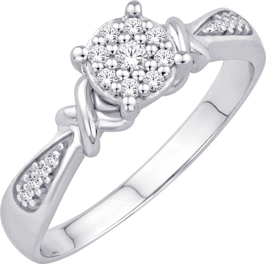10 Karat White Gold 0.10 Carat Diamonds Round Ladies Ring-0226308-WG
