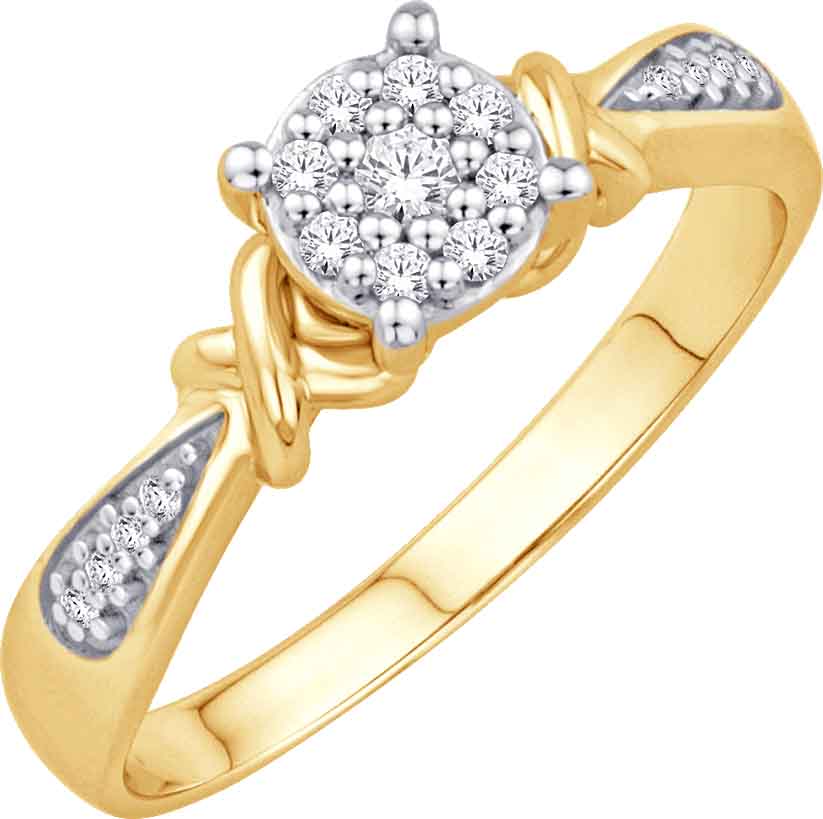 10 Karat Yellow Gold 0.10 Carat Diamonds Round Ladies Ring-0226308-YG