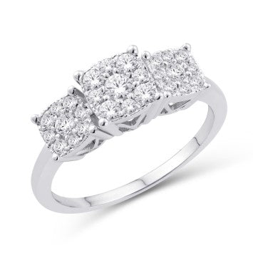 10 Karat White Gold 0.50 Carat Diamonds Cushion Ladies Ring-0226335-WG