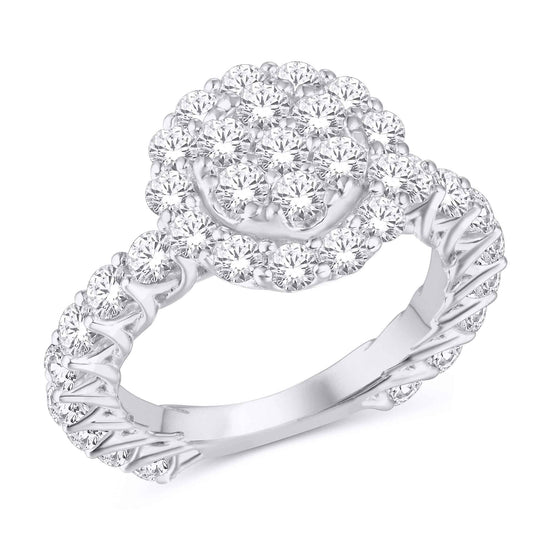 10 Karat White Gold 2.50 Carat Diamonds Flower Ladies Ring-0226396-WG