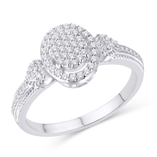 10 Karat White Gold 0.21 Carat Diamonds Oval Ladies Ring-0226426-WG