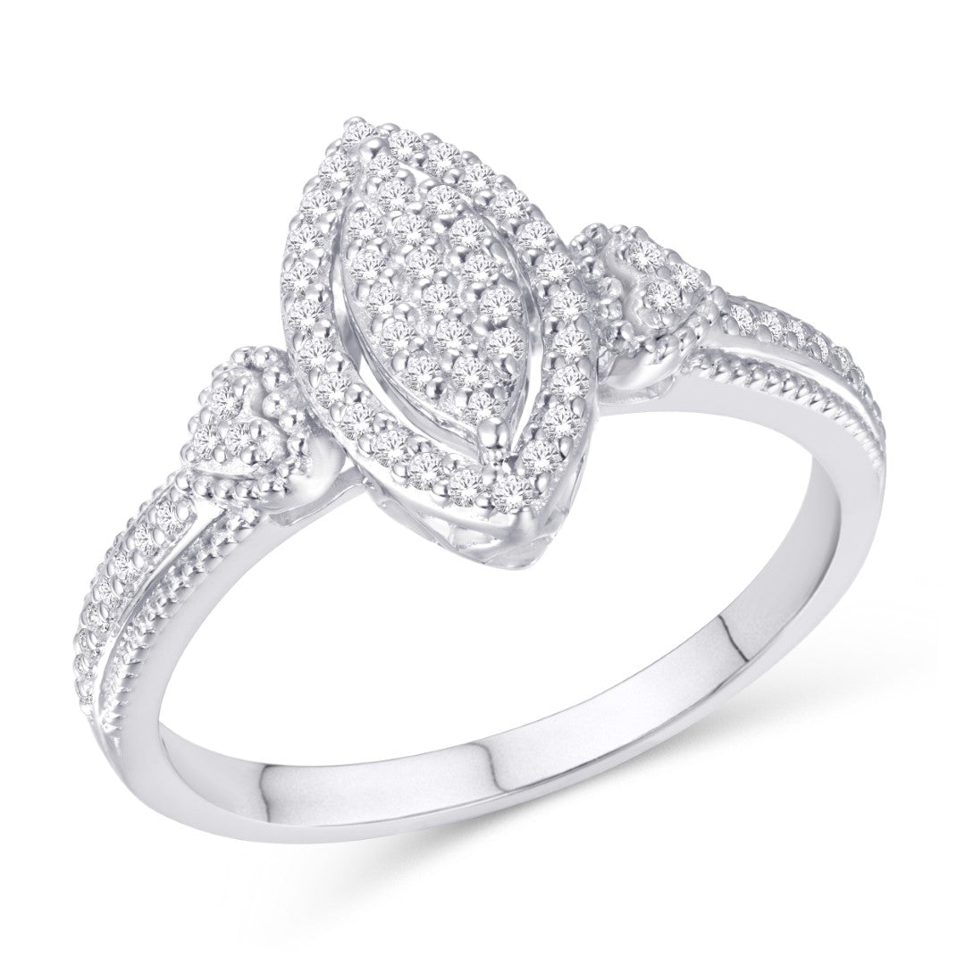 10 Karat White Gold 0.22 Carat Diamonds Marquise Ladies Ring-0226430-WG