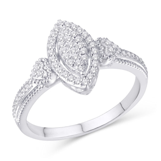 10 Karat White Gold 0.22 Carat Diamonds Marquise Ladies Ring-0226430-WG