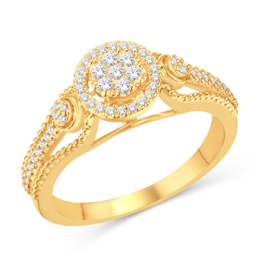 10 Karat Yellow Gold 0.25 Carat Diamonds Flower Halo Ladies Ring-0226433-YG