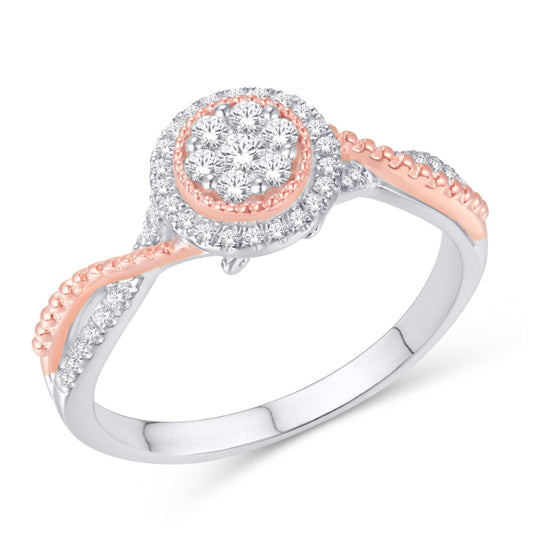 10 Karat Two-tone (Rose and White) Gold 0.26 Carat Diamonds Round Ladies Ring-0226435-RW