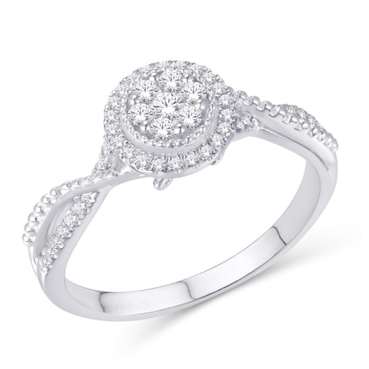 10 Karat White Gold 0.26 Carat Diamonds Round Ladies Ring-0226435-WG
