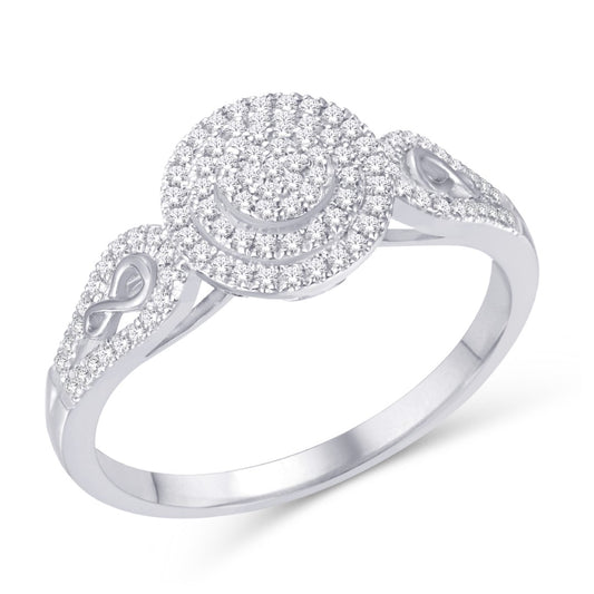 10 Karat White Gold 0.27 Carat Diamonds Round Ladies Ring-0226436-WG