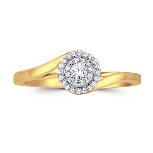 10 Karat Yellow Gold 0.10 Carat Diamonds Round Ladies Ring-0226667-YG