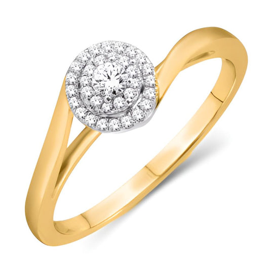 10 Karat Yellow Gold 0.10 Carat Diamonds Round Ladies Ring-0226667-YG