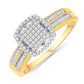 10 Karat Yellow Gold 0.25 Carat Diamonds Cushion Ladies Ring-0226688-YG