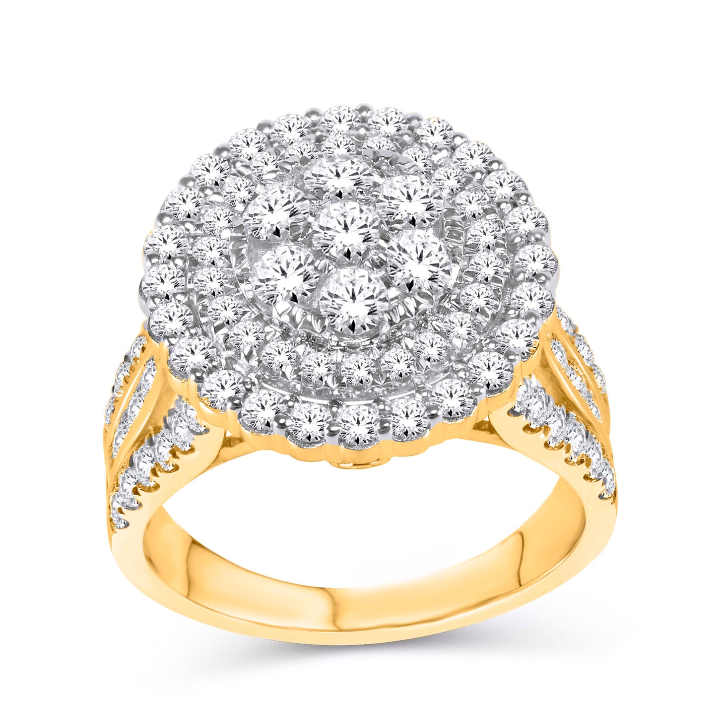 10 Karat Yellow Gold 2.00 Carat Diamonds Flower Ladies Ring-0226787-YG