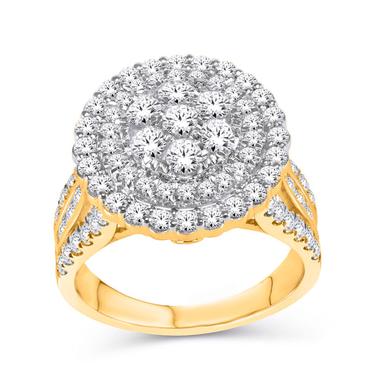 10 Karat Yellow Gold 2.00 Carat Diamonds Flower Ladies Ring-0226787-YG