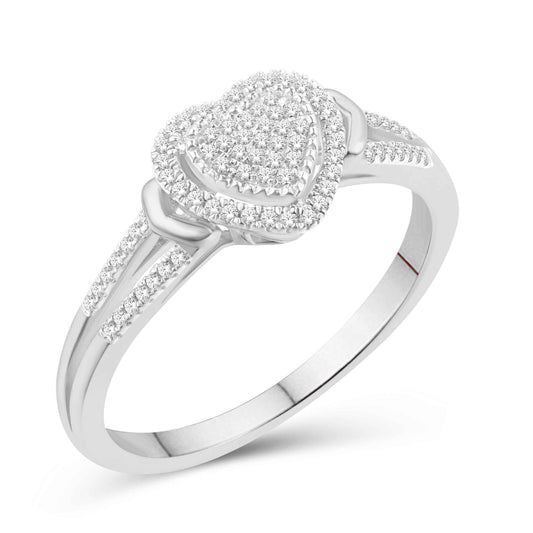 10 Karat White Gold 0.17 Carat Diamonds Heart Ladies Ring-0226914-WG