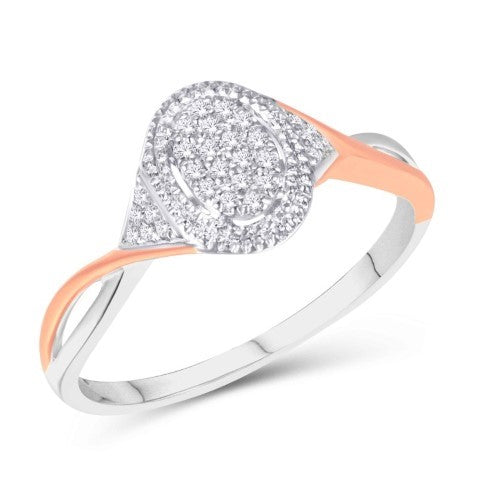 10 Karat Two-tone (White and Rose) Gold 0.10 Carat Diamonds Oval Ladies Ring-0226940-WR