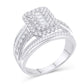 10 Karat White Gold 1.45 Carat Diamonds Round and Baguette Diamond Cushion Ladies Ring-0226946-WG