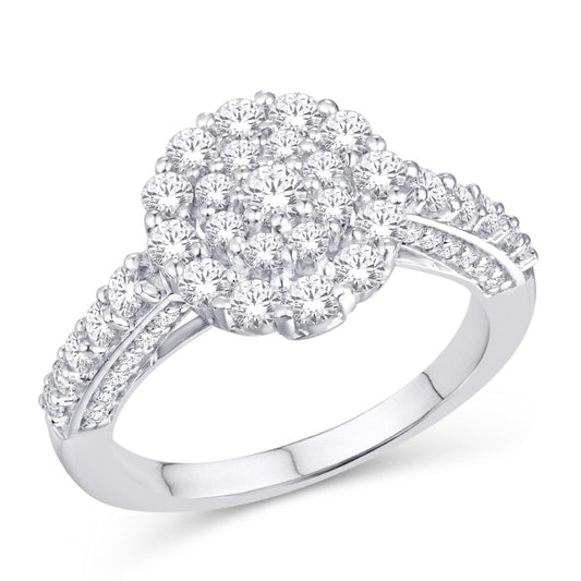 10 Karat White Gold 2.00 Carat Diamonds Flower Ladies Ring-0226973-WG