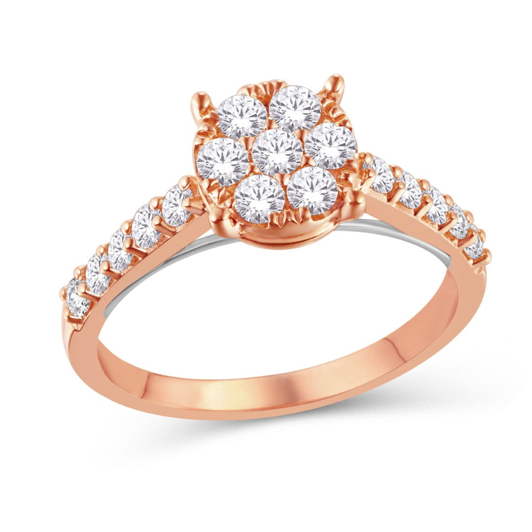 10 Karat Two-Tone (White and Rose) Gold 0.75 Carat Diamonds Round Ladies Ring-0226984-WR