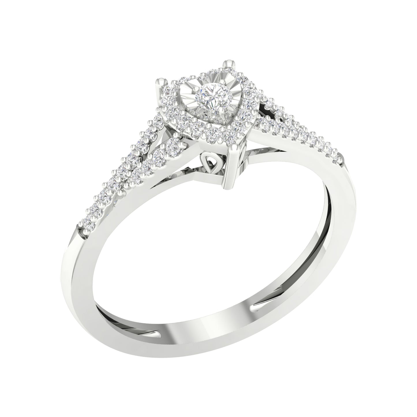 10 Karat White Gold 0.15 Carat Diamonds Heart Ladies Ring-0227313-WG