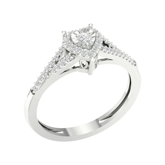 10 Karat White Gold 0.15 Carat Diamonds Heart Ladies Ring-0227313-WG