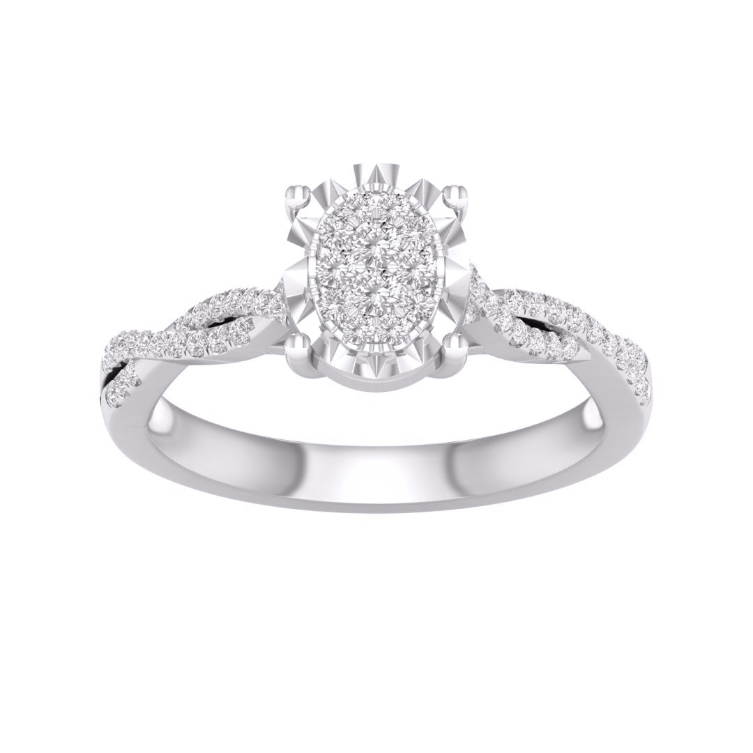 10 Karat White Gold 0.25 Carat Diamonds Oval Ladies Ring-0227959-WG