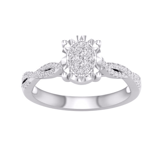 10 Karat White Gold 0.25 Carat Diamonds Oval Ladies Ring-0227959-WG