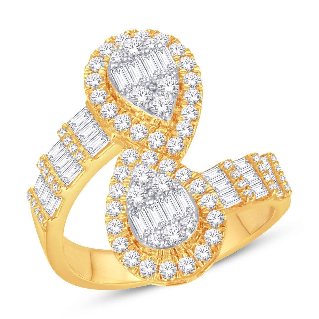 10 Karat Two-Tone (Yellow and White) Gold 1.00 Carat Diamonds Bypass Ladies Ring-0228009-YW