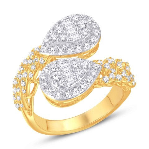 10 Karat Two-Tone (Yellow and White) Gold 1.20 Carat Diamonds Bypass Ladies Ring-0228094-YW