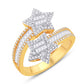 10 Karat Two-Tone (Yellow and White) Gold 0.89 Carat Diamonds Star Ladies Ring-0228107-YW