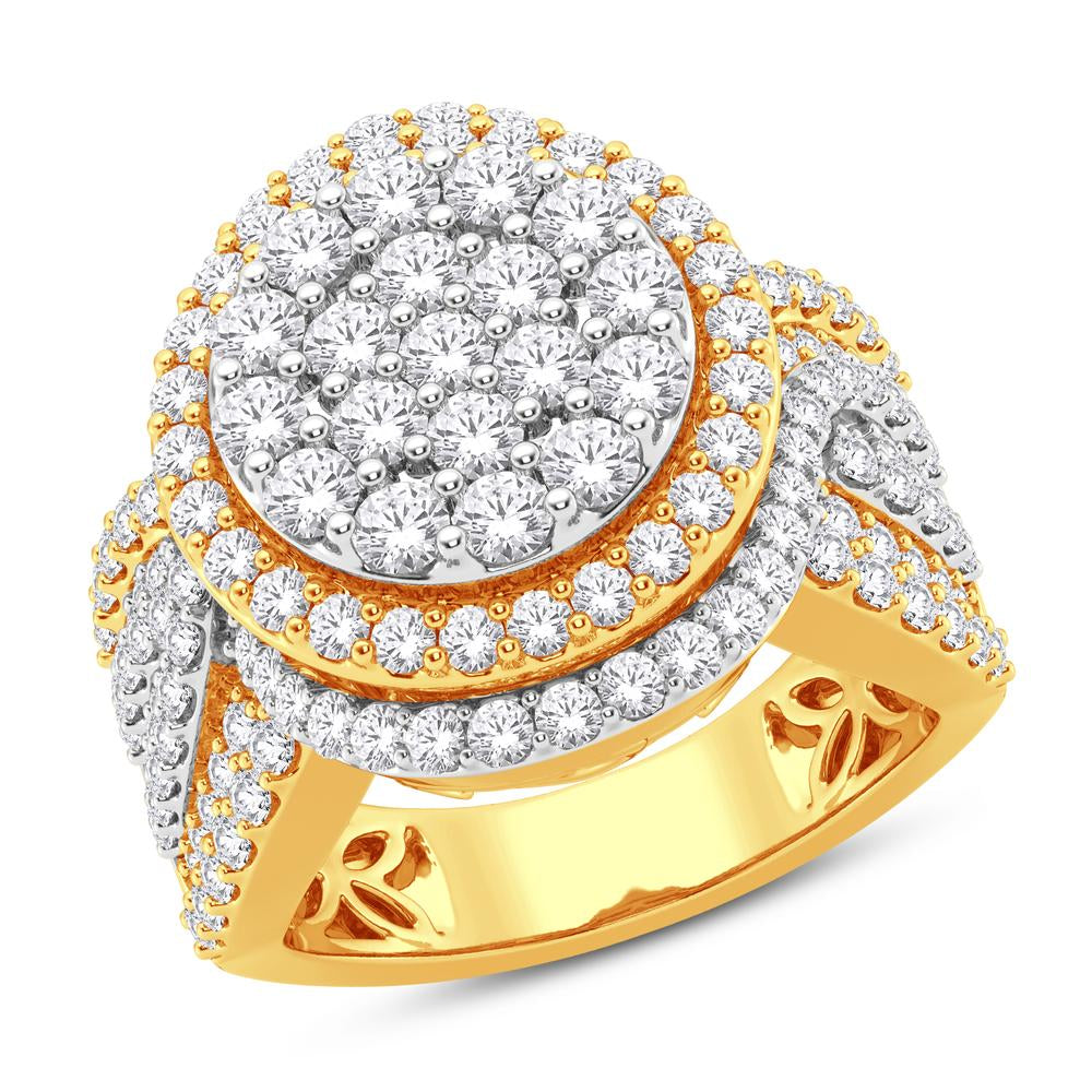 10 Karat Two-Tone (Yellow and White) Gold 2.11 Carat Diamonds Round Ladies Ring-0228112-YW