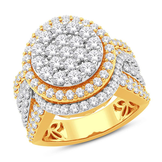 10 Karat Two-Tone (Yellow and White) Gold 2.11 Carat Diamonds Round Ladies Ring-0228112-YW