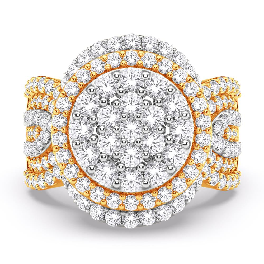 10 Karat Two-Tone (Yellow and White) Gold 2.11 Carat Diamonds Round Ladies Ring-0228112-YW