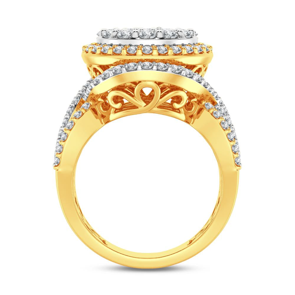 10 Karat Two-Tone (Yellow and White) Gold 2.11 Carat Diamonds Round Ladies Ring-0228112-YW