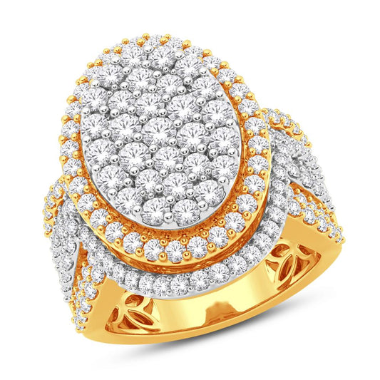 10 Karat Two-Tone (Yellow and White) Gold 2.57 Carat Diamonds Oval Ladies Ring-0228114-YW
