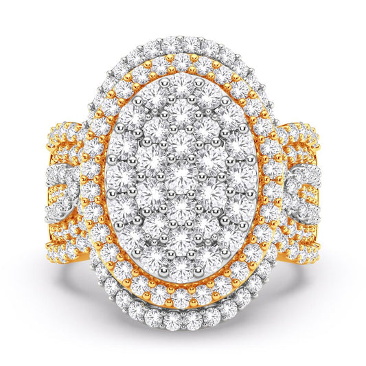 10 Karat Two-Tone (Yellow and White) Gold 2.57 Carat Diamonds Oval Ladies Ring-0228114-YW