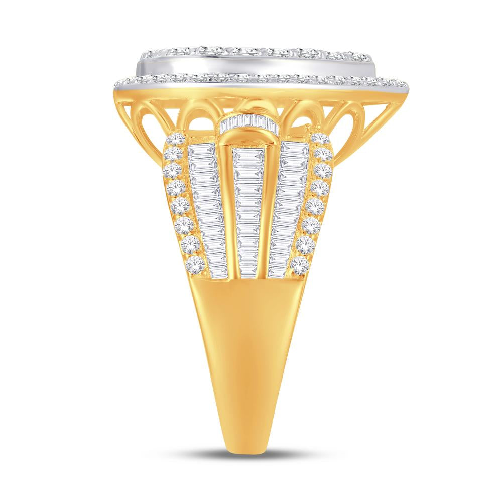 10 Karat Two-Tone (Yellow and White) Gold 2.50 Carat Diamonds Pear Halo Cluster Ladies Ring-0228118-YW