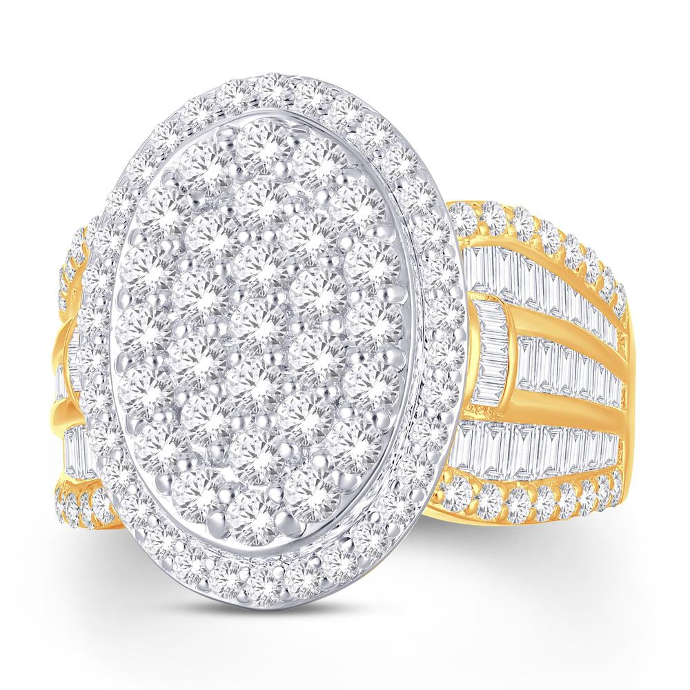 10 Karat Two-Tone (Yellow and White) Gold 2.51 Carat Diamonds Oval Ladies Ring-0228119-YW