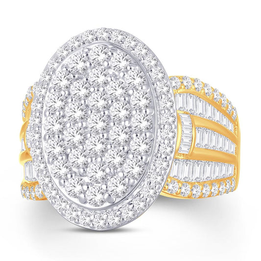 10 Karat Two-Tone (Yellow and White) Gold 2.51 Carat Diamonds Oval Ladies Ring-0228119-YW