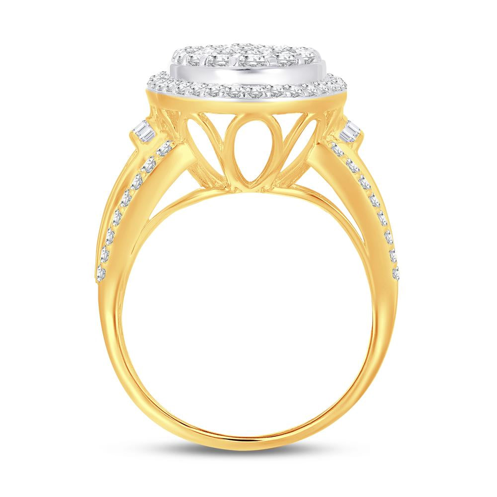 10 Karat Two-Tone (Yellow and White) Gold 2.51 Carat Diamonds Oval Ladies Ring-0228119-YW