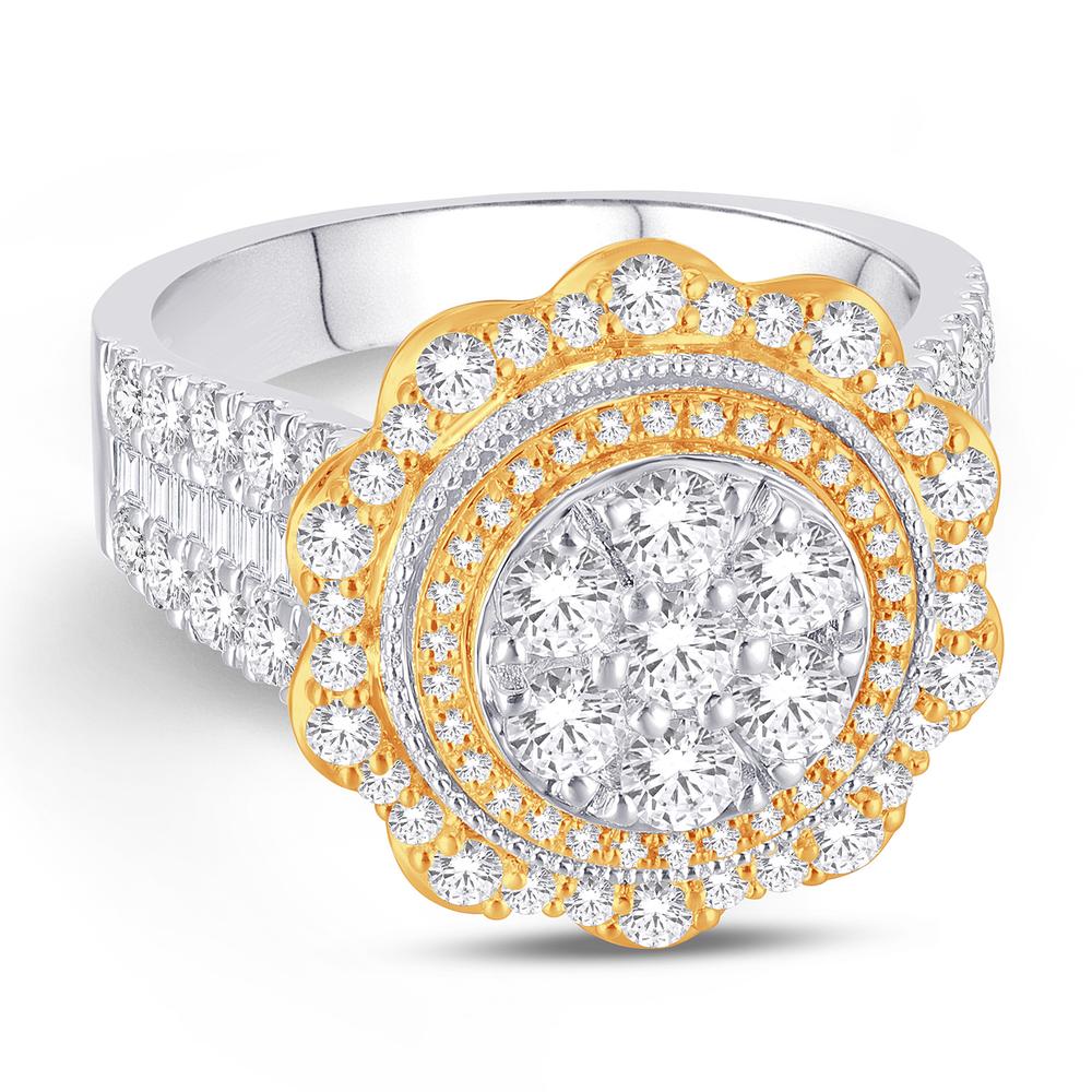 10 Karat Two-Tone (White and Yellow) Gold 1.81 Carat Diamonds Round Ladies Ring-0228122-WY