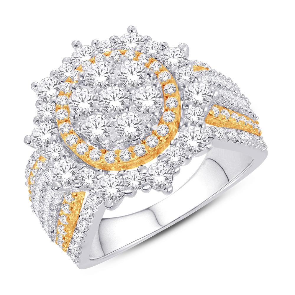 10 Karat Two-Tone (White and Yellow) Gold 2.24 Carat Diamonds Round Ladies Ring-0228129-WY