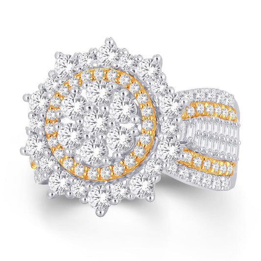 10 Karat Two-Tone (White and Yellow) Gold 2.24 Carat Diamonds Round Ladies Ring-0228129-WY