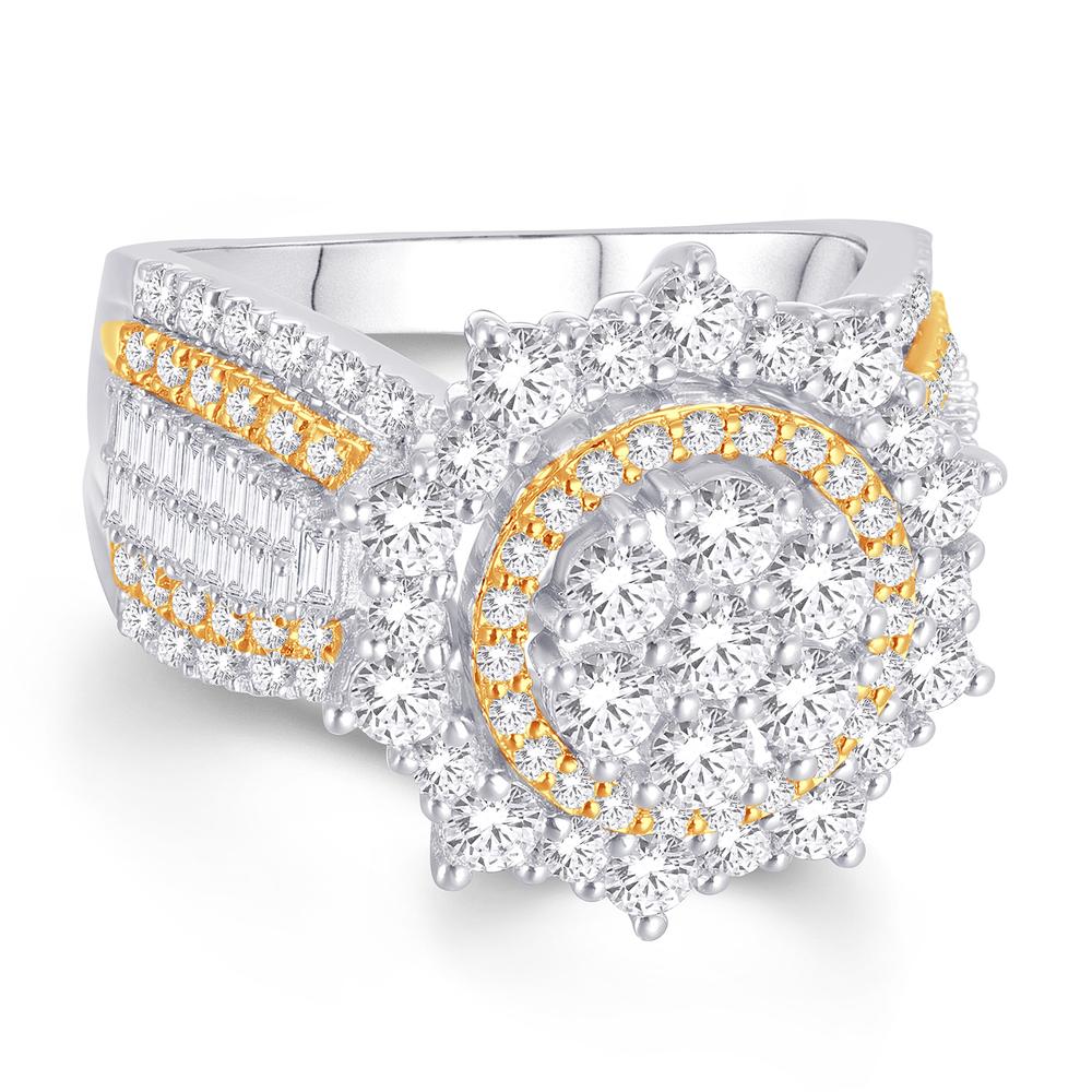 10 Karat Two-Tone (White and Yellow) Gold 2.24 Carat Diamonds Round Ladies Ring-0228129-WY