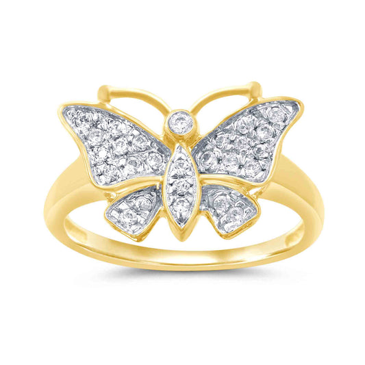 10 Karat Yellow Gold 0.27 Carat Diamonds Butterfly Ladies Ring-0229242-YG