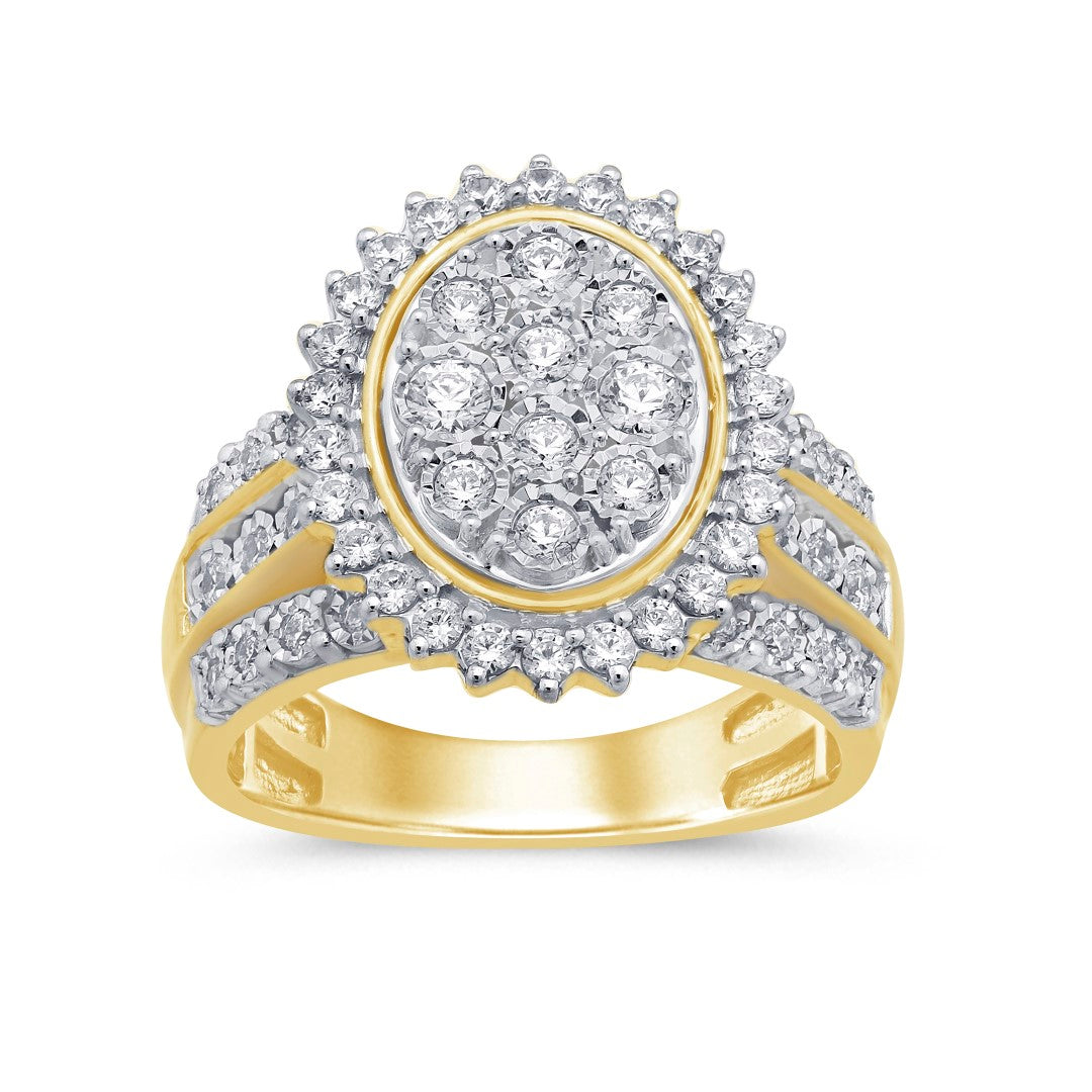 10 Karat Yellow Gold 1.00 Carat Diamonds Oval Ladies Ring-0229471-YG