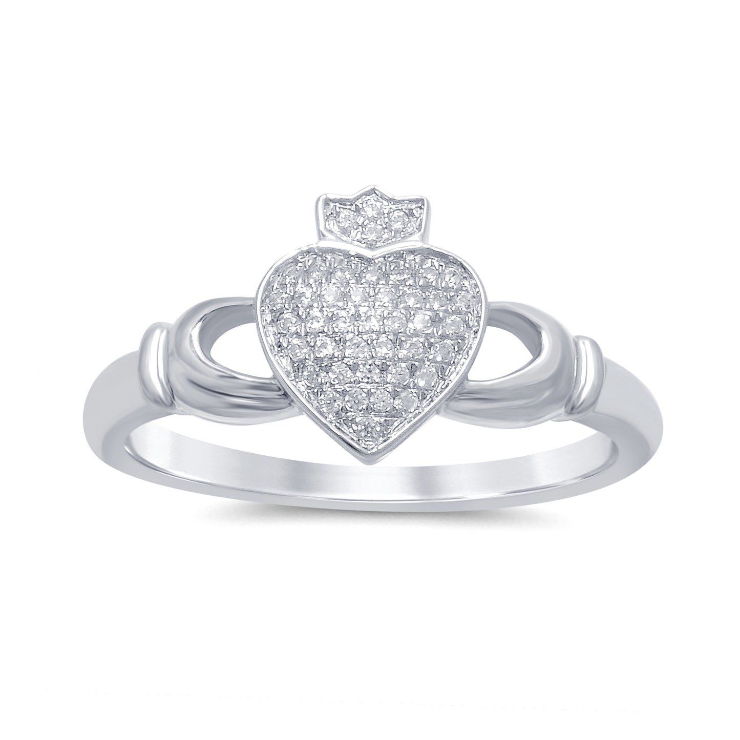 10 Karat White Gold 0.10 Carat Diamonds Heart Ring-0229482-WG