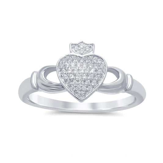 10 Karat White Gold 0.10 Carat Diamonds Heart Ring-0229482-WG